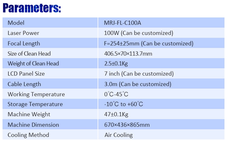 MRJレーザーレーザー洗浄機1000w CE FDA証明書付き